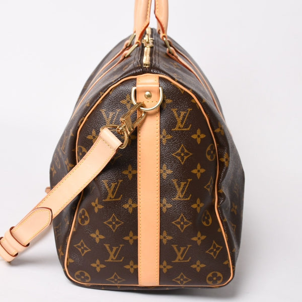 Like new LOUIS VUITTON Boston bag Keepall Bandouliere 45 Monogram M41418 Brown Gold hardware Used 4a004220