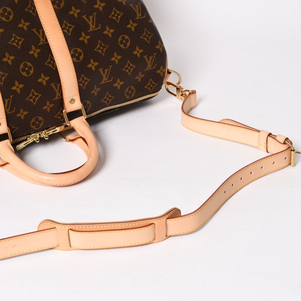 Like new LOUIS VUITTON Boston bag Keepall Bandouliere 45 Monogram M41418 Brown Gold hardware Used 4a004220