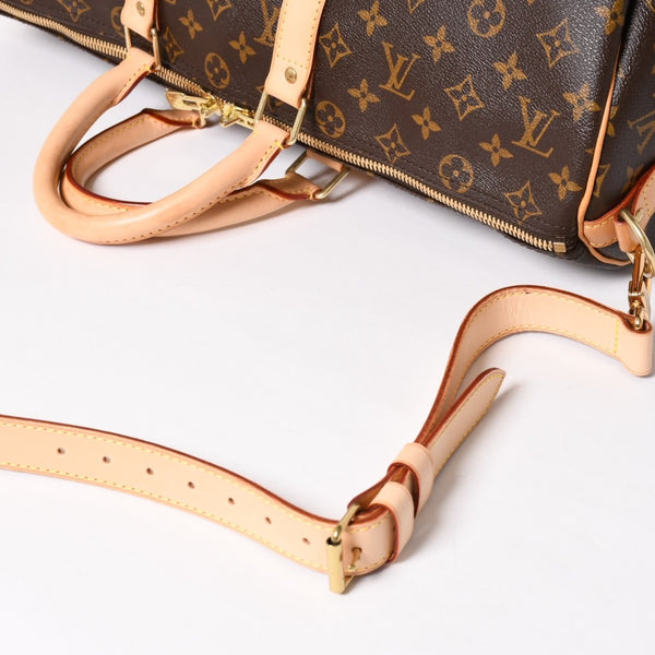 Like new LOUIS VUITTON Boston bag Keepall Bandouliere 45 Monogram M41418 Brown Gold hardware Used 4a004220