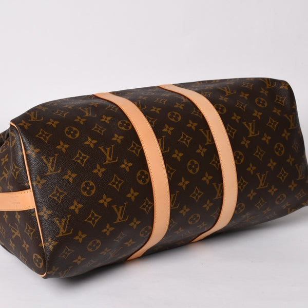 Like new LOUIS VUITTON Boston bag Keepall Bandouliere 45 Monogram M41418 Brown Gold hardware Used 4a004220