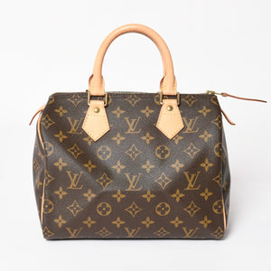 Very Good Condition LOUIS VUITTON Speedy 25 Handbag M41528 Monogram PVC Leather Brown Gold Hardware Used 4a004193