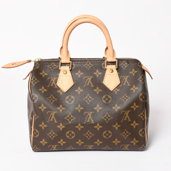 Very Good Condition LOUIS VUITTON Speedy 25 Handbag M41528 Monogram PVC Leather Brown Gold Hardware Used 4a004193
