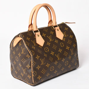 Very Good Condition LOUIS VUITTON Speedy 25 Handbag M41528 Monogram PVC Leather Brown Gold Hardware Used 4a004193