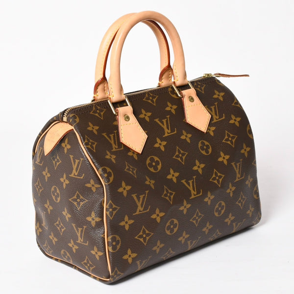 Very Good Condition LOUIS VUITTON Speedy 25 Handbag M41528 Monogram PVC Leather Brown Gold Hardware Used 4a004193