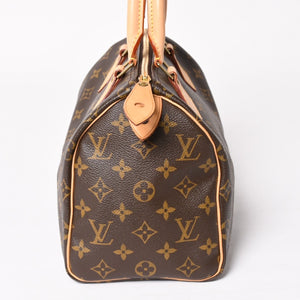 Very Good Condition LOUIS VUITTON Speedy 25 Handbag M41528 Monogram PVC Leather Brown Gold Hardware Used 4a004193
