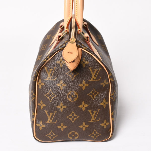 Very Good Condition LOUIS VUITTON Speedy 25 Handbag M41528 Monogram PVC Leather Brown Gold Hardware Used 4a004193