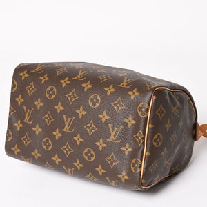 Very Good Condition LOUIS VUITTON Speedy 25 Handbag M41528 Monogram PVC Leather Brown Gold Hardware Used 4a004193