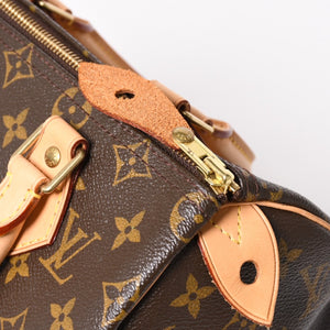 Very Good Condition LOUIS VUITTON Speedy 25 Handbag M41528 Monogram PVC Leather Brown Gold Hardware Used 4a004193