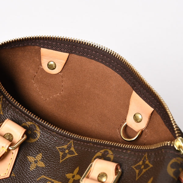 Very Good Condition LOUIS VUITTON Speedy 25 Handbag M41528 Monogram PVC Leather Brown Gold Hardware Used 4a004193