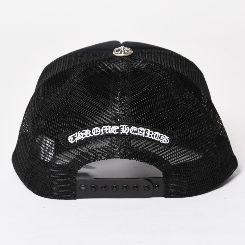 New and unused item CHROME HEARTS Cemetery Leather Cross Patch Orange Tracker Mesh Cap Silver Hardware Used 4a004131