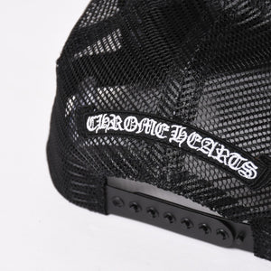 新品未使用品 CHROME HEARTS クロムハーツ セメタリーレザー クロスパッチ オレンジ トラッカー メッシュ キャップ シルバー金具 中古 4a004131