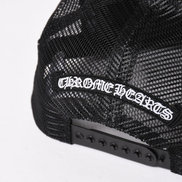 新品未使用品 CHROME HEARTS クロムハーツ セメタリーレザー クロスパッチ オレンジ トラッカー メッシュ キャップ シルバー金具 中古 4a004131