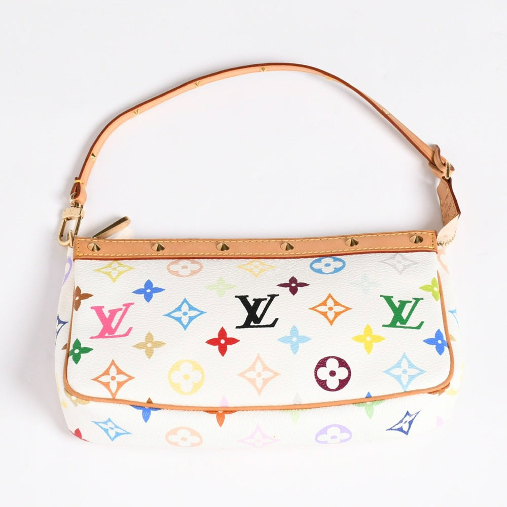Very Good Condition LOUIS VUITTON Pochette Accessory Pouch M92649 Monogram Multicolor White Used 4a003923