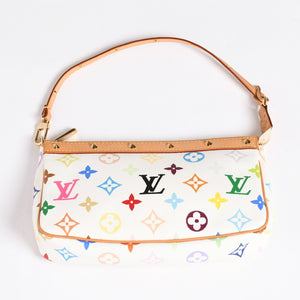 Very Good Condition LOUIS VUITTON Pochette Accessory Pouch M92649 Monogram Multicolor White Used 4a003923