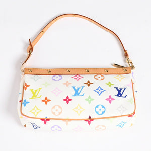 Very Good Condition LOUIS VUITTON Pochette Accessory Pouch M92649 Monogram Multicolor White Used 4a003923
