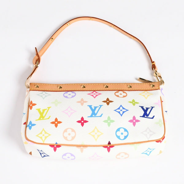Very Good Condition LOUIS VUITTON Pochette Accessory Pouch M92649 Monogram Multicolor White Used 4a003923