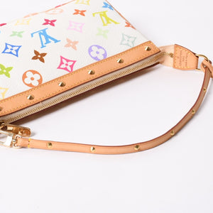 Very Good Condition LOUIS VUITTON Pochette Accessory Pouch M92649 Monogram Multicolor White Used 4a003923