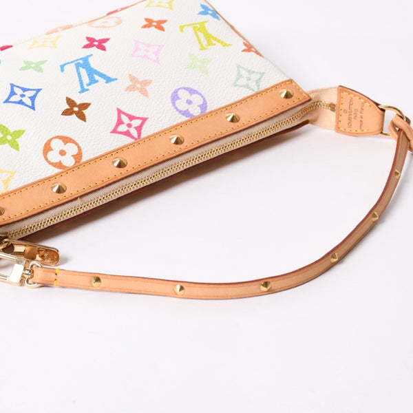 Very Good Condition LOUIS VUITTON Pochette Accessory Pouch M92649 Monogram Multicolor White Used 4a003923
