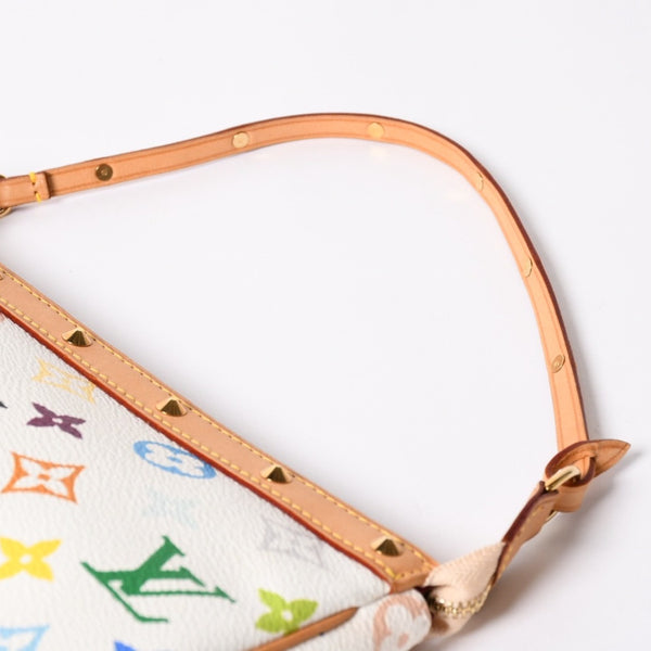Very Good Condition LOUIS VUITTON Pochette Accessory Pouch M92649 Monogram Multicolor White Used 4a003923