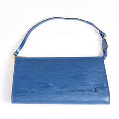 Very Good Condition LOUIS VUITTON Pochette Accessoire One Shoulder Bag M52945 Epi Leather Blue Used 4a004200