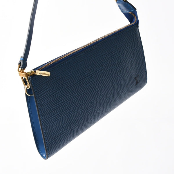 Very Good Condition LOUIS VUITTON Pochette Accessoire One Shoulder Bag M52945 Epi Leather Blue Used 4a004200