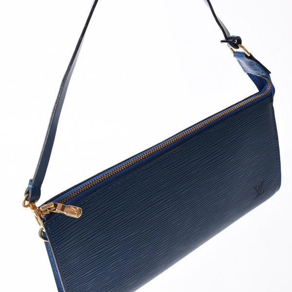 Very Good Condition LOUIS VUITTON Pochette Accessoire One Shoulder Bag M52945 Epi Leather Blue Used 4a004200