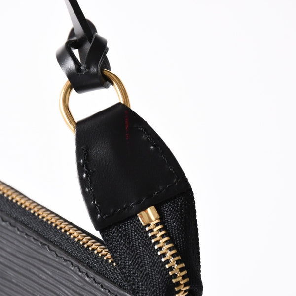 Very Good Condition LOUIS VUITTON Pochette Accessory Pouch M52942 Epi Black Gold Hardware Used 4a004217