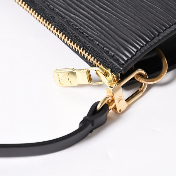 Very Good Condition LOUIS VUITTON Pochette Accessory Pouch M52942 Epi Black Gold Hardware Used 4a004217