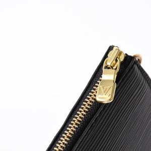 Very Good Condition LOUIS VUITTON Pochette Accessory Pouch M52942 Epi Black Gold Hardware Used 4a004217