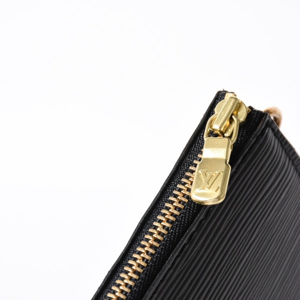 Very Good Condition LOUIS VUITTON Pochette Accessory Pouch M52942 Epi Black Gold Hardware Used 4a004217