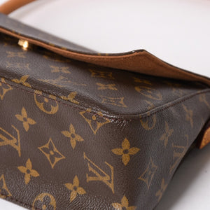 極美品 LOUIS VUITTON ルイヴィトン ミニ ルーピング ワンショルダーバッグ M51147 モノグラム PVC レザー ブラウン 中古 4a004228