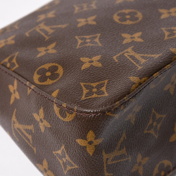 極美品 LOUIS VUITTON ルイヴィトン ミニ ルーピング ワンショルダーバッグ M51147 モノグラム PVC レザー ブラウン 中古 4a004228