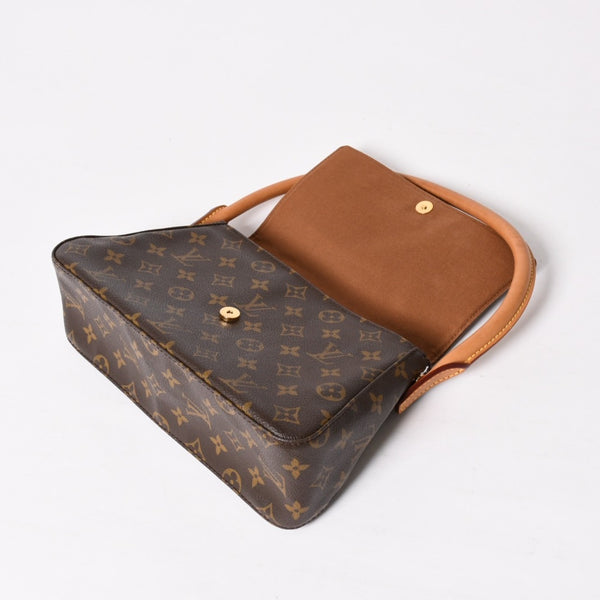 極美品 LOUIS VUITTON ルイヴィトン ミニ ルーピング ワンショルダーバッグ M51147 モノグラム PVC レザー ブラウン 中古 4a004228