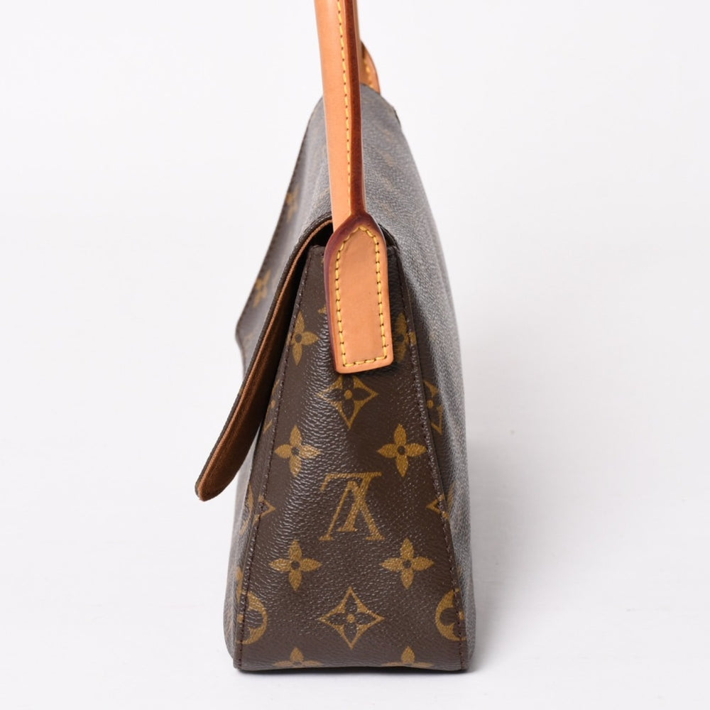 極美品 LOUIS VUITTON ルイヴィトン ミニ ルーピング ワンショルダーバッグ M51147 モノグラム PVC レザー ブラウン 中古 4a004228