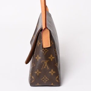 極美品 LOUIS VUITTON ルイヴィトン ミニ ルーピング ワンショルダーバッグ M51147 モノグラム PVC レザー ブラウン 中古 4a004228