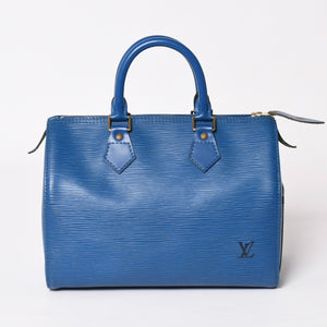 LOUIS VUITTON Speedy 25 Handbag M43015 Epi Leather Blue Gold Hardware Good Condition Used 4a004202