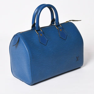 LOUIS VUITTON Speedy 25 Handbag M43015 Epi Leather Blue Gold Hardware Good Condition Used 4a004202