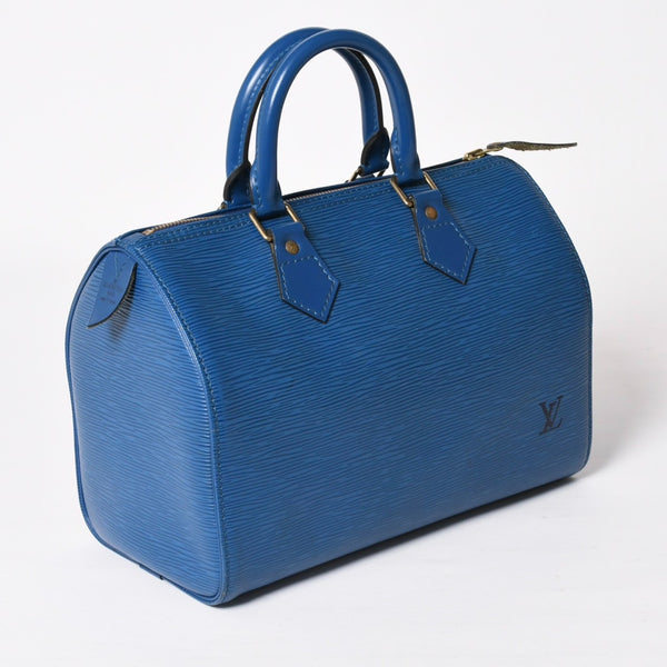 LOUIS VUITTON Speedy 25 Handbag M43015 Epi Leather Blue Gold Hardware Good Condition Used 4a004202