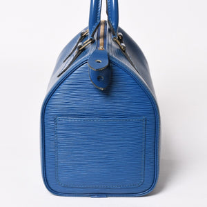 LOUIS VUITTON Speedy 25 Handbag M43015 Epi Leather Blue Gold Hardware Good Condition Used 4a004202