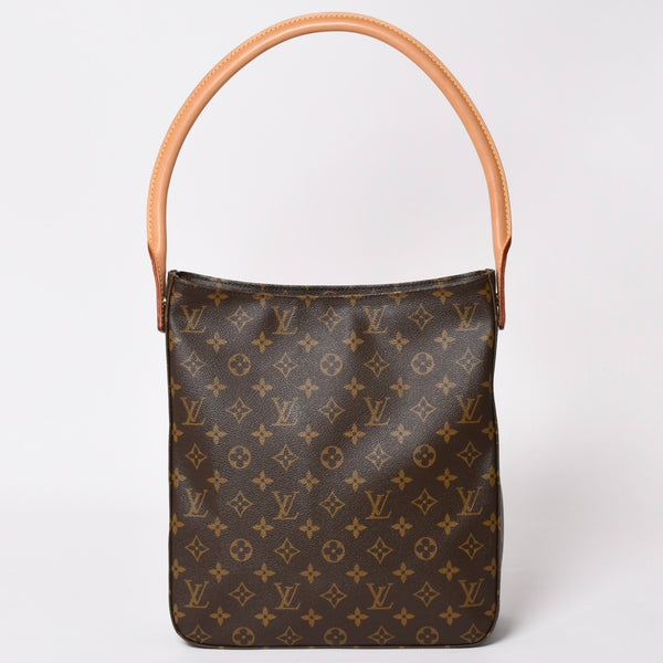 Very Good Condition LOUIS VUITTON Looping GM Handbag Monogram M51145 Brown Gold Hardware Used 4a004233