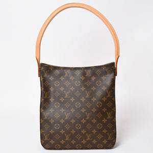 Very Good Condition LOUIS VUITTON Looping GM Handbag Monogram M51145 Brown Gold Hardware Used 4a004233