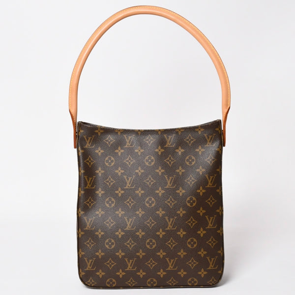 Very Good Condition LOUIS VUITTON Looping GM Handbag Monogram M51145 Brown Gold Hardware Used 4a004233