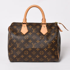 Very Good Condition LOUIS VUITTON Speedy 25 Handbag M41528 Monogram PVC Leather Brown Gold Hardware Used 4a004216