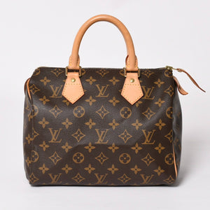 Very Good Condition LOUIS VUITTON Speedy 25 Handbag M41528 Monogram PVC Leather Brown Gold Hardware Used 4a004216