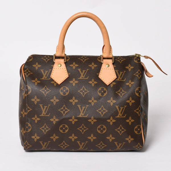 Very Good Condition LOUIS VUITTON Speedy 25 Handbag M41528 Monogram PVC Leather Brown Gold Hardware Used 4a004216