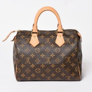 Very Good Condition LOUIS VUITTON Speedy 25 Handbag M41528 Monogram PVC Leather Brown Gold Hardware Used 4a004216
