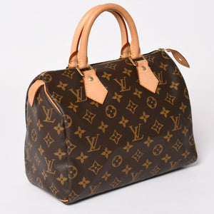 Very Good Condition LOUIS VUITTON Speedy 25 Handbag M41528 Monogram PVC Leather Brown Gold Hardware Used 4a004216