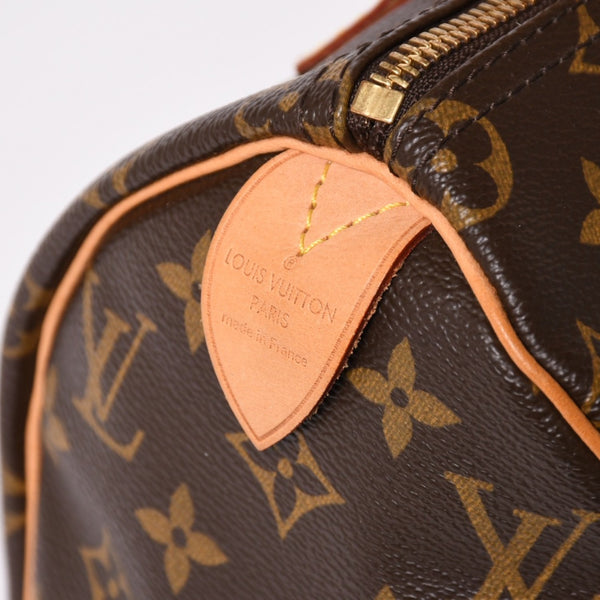Very Good Condition LOUIS VUITTON Speedy 25 Handbag M41528 Monogram PVC Leather Brown Gold Hardware Used 4a004216
