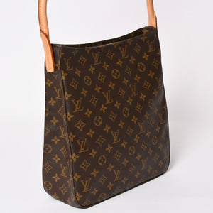Very Good Condition LOUIS VUITTON Looping GM Handbag Monogram M51145 Brown Gold Hardware Used 4a004233
