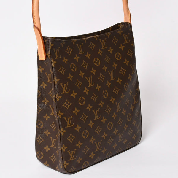 Very Good Condition LOUIS VUITTON Looping GM Handbag Monogram M51145 Brown Gold Hardware Used 4a004233